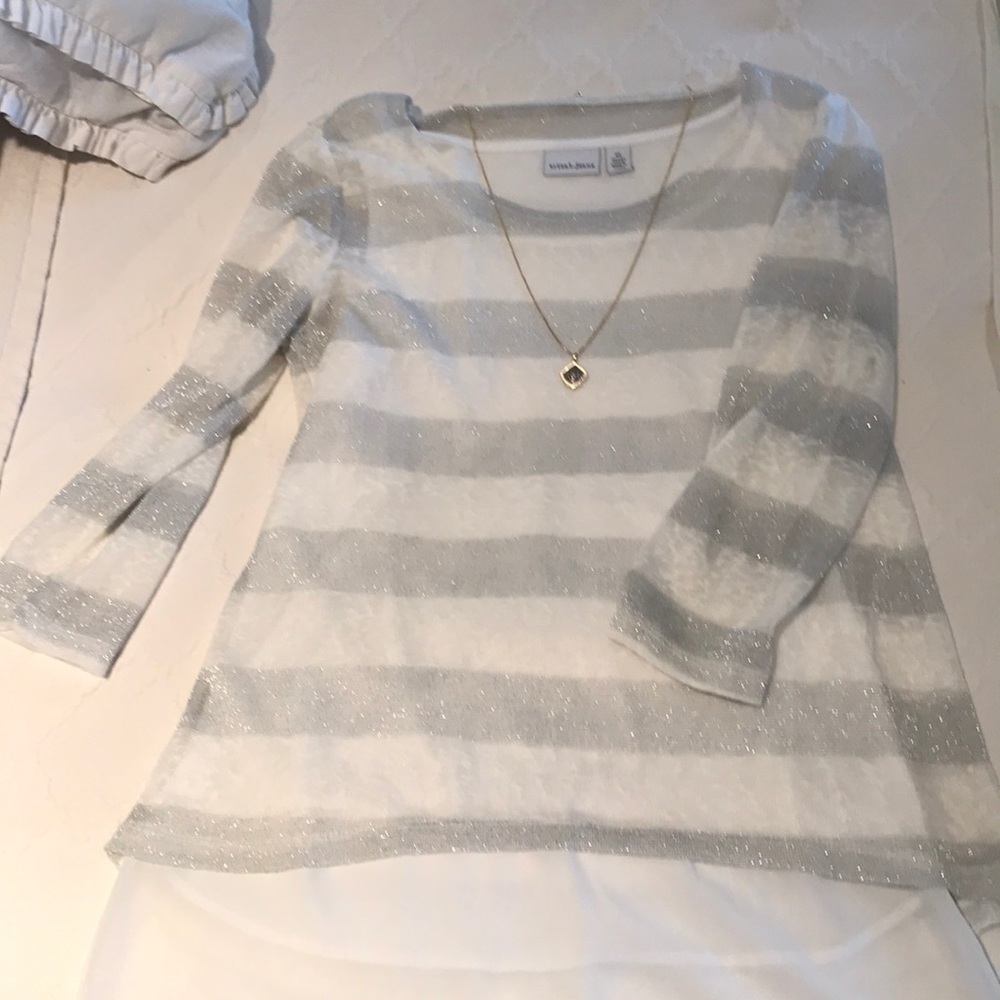 Tribal.jeans metallic horizontal striped shirt